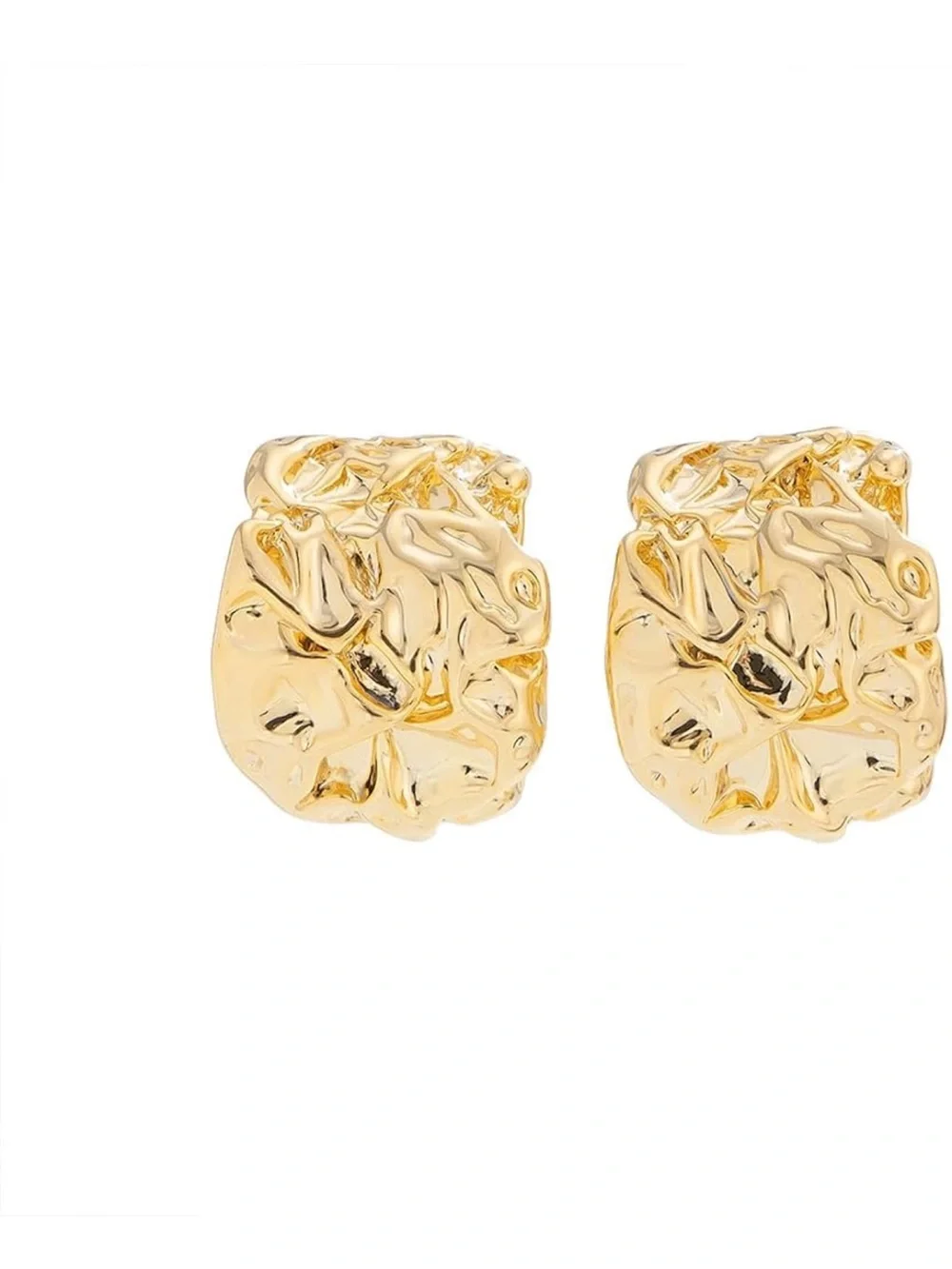 Zara Sculpted Gold Nugget Stud Earrings
